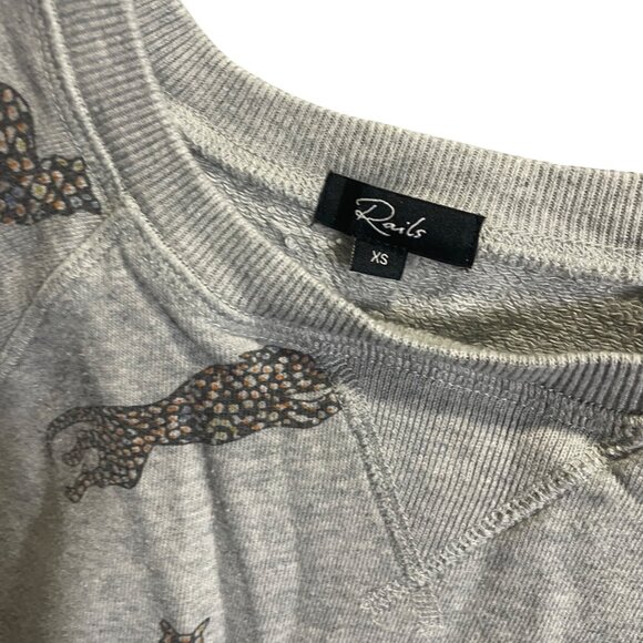 Rails XS Gray Leopard Print Sweatshirt Cotton Blend Casual - Picture 3 of 4